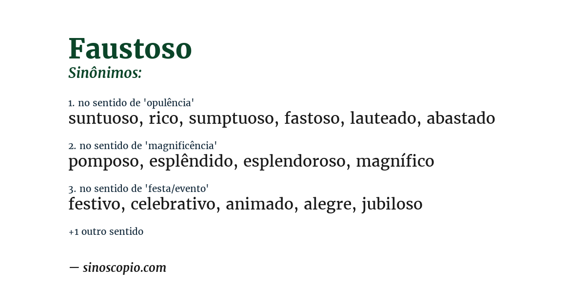 Sinônimo de faustoso