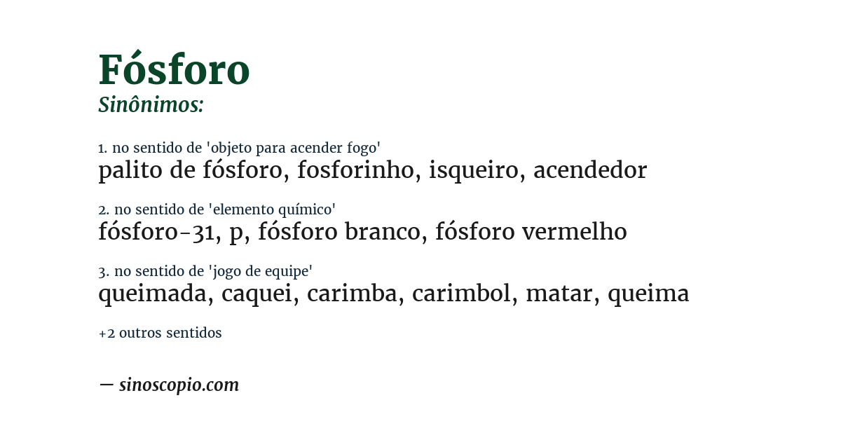 Sinônimo de fósforo