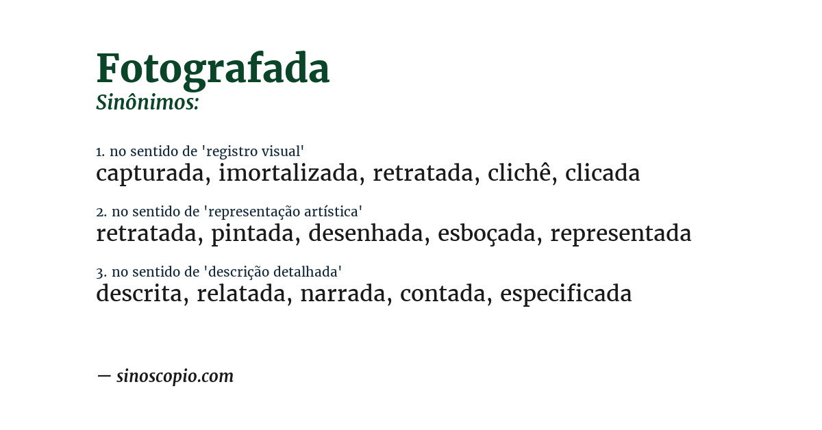Sinônimo de fotografada