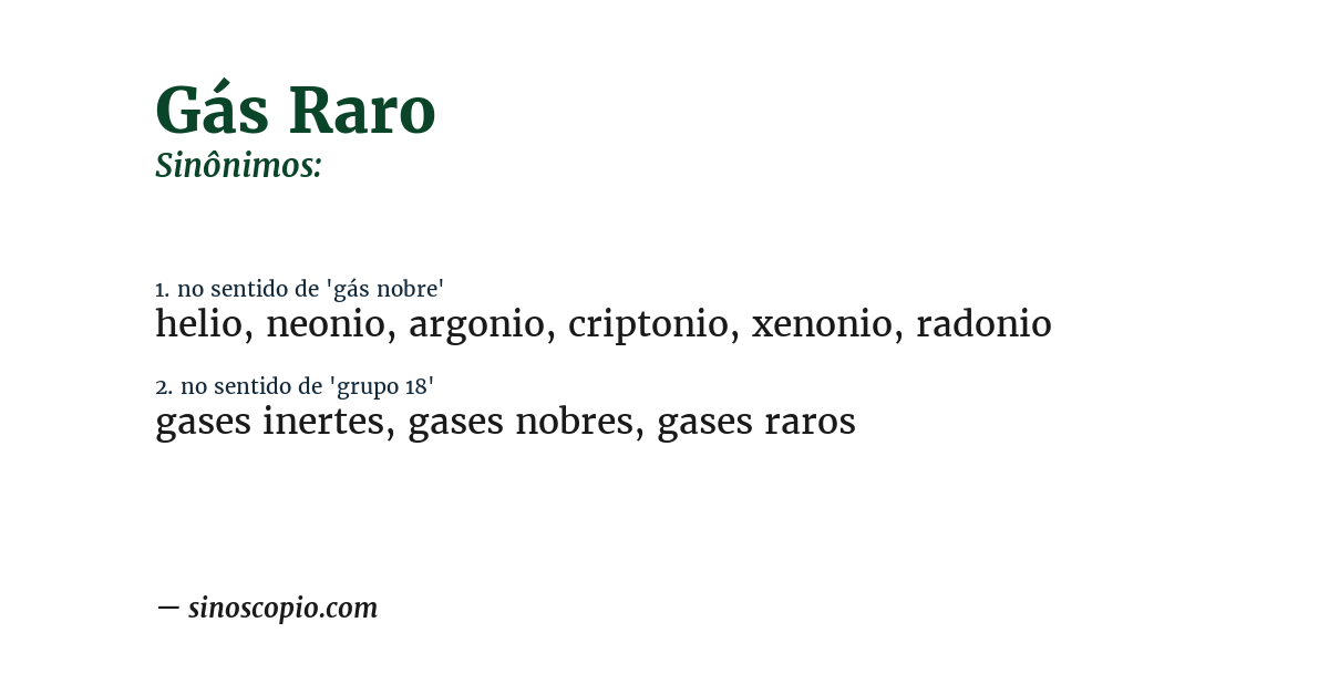 Sinônimo de gás raro
