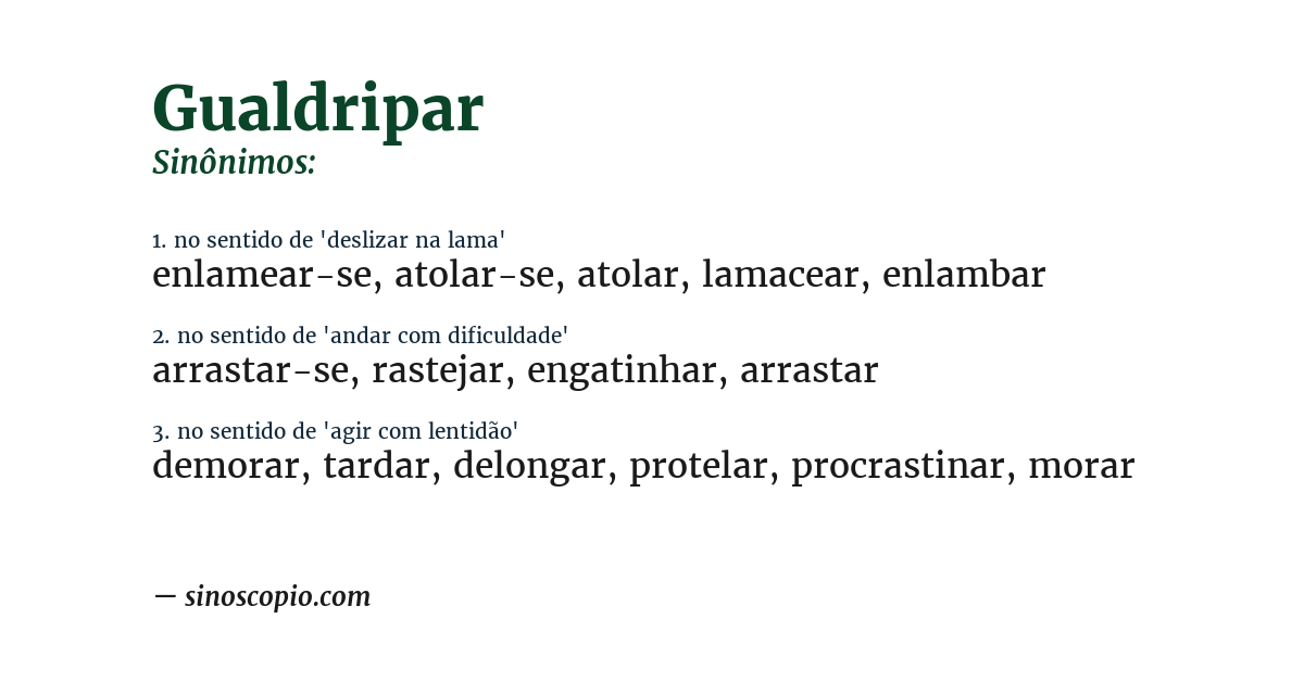 Sinônimo de gualdripar