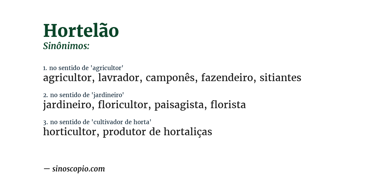 Sinônimo de hortelão