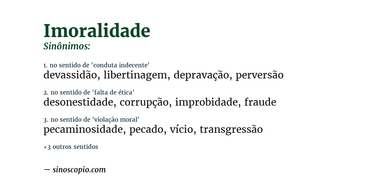 Sinônimo de imoralidade