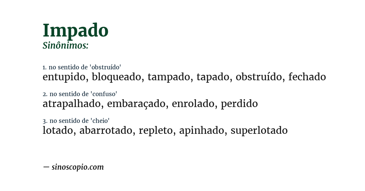 Sinônimo de impado