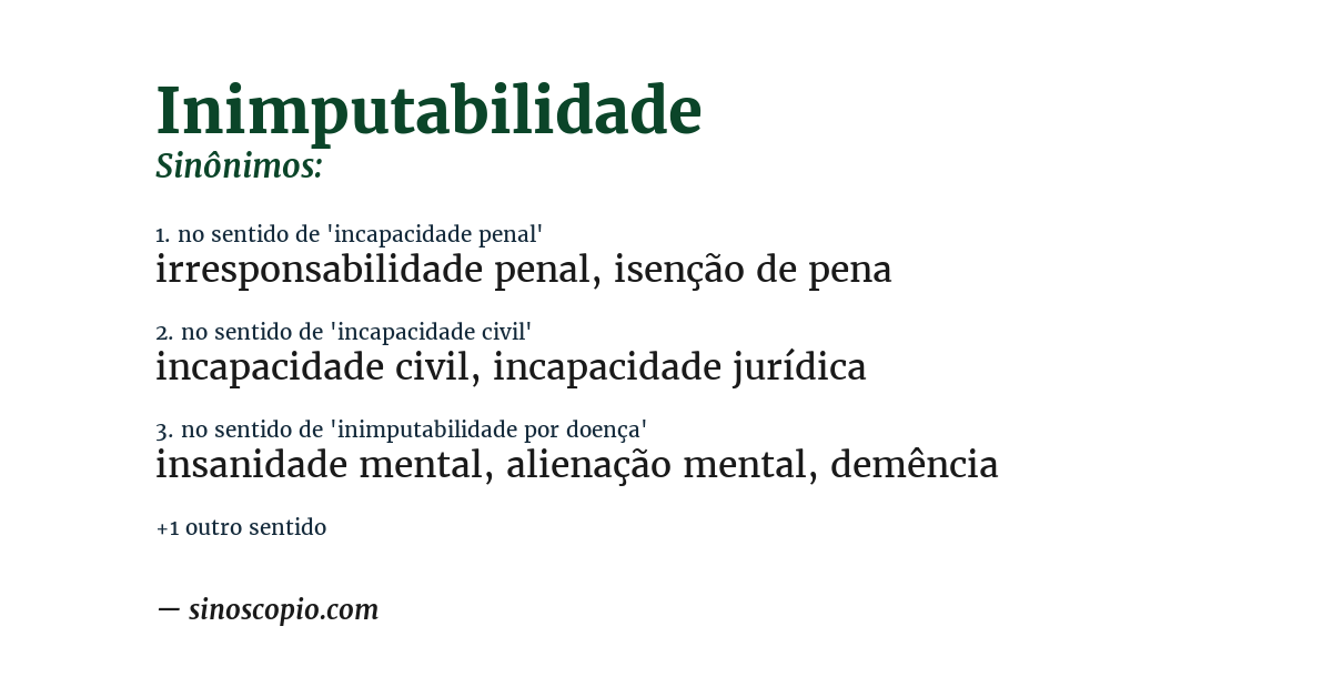 Sinônimo de inimputabilidade