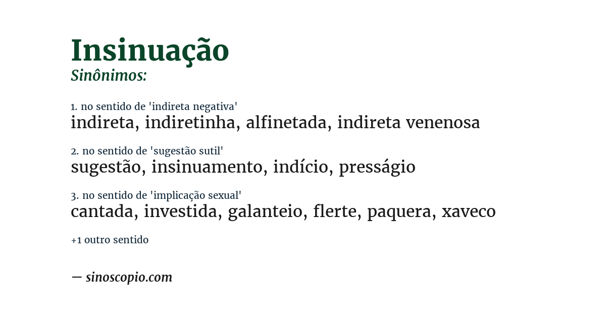 Sinônimo de insinuação
