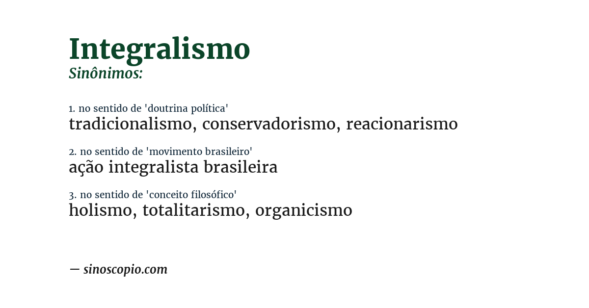 Sinônimo de integralismo