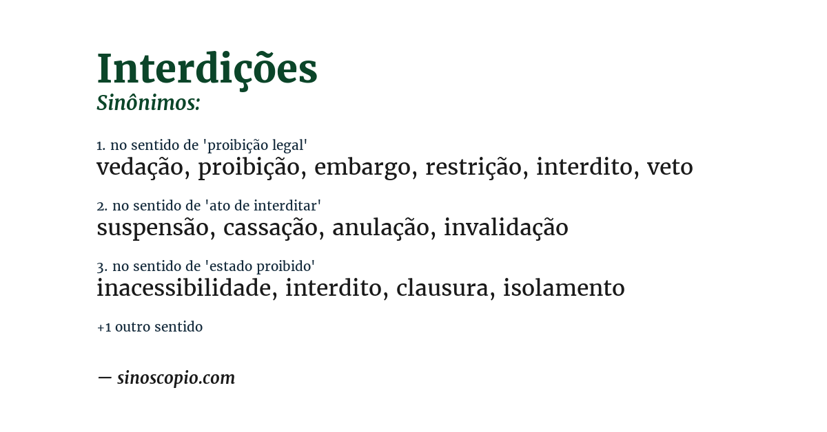 Sinônimo de interdições