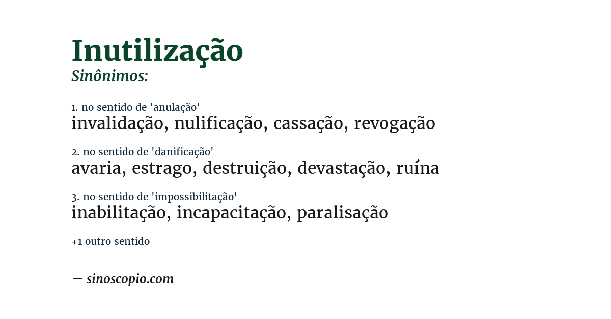 Sinônimo de inutilização
