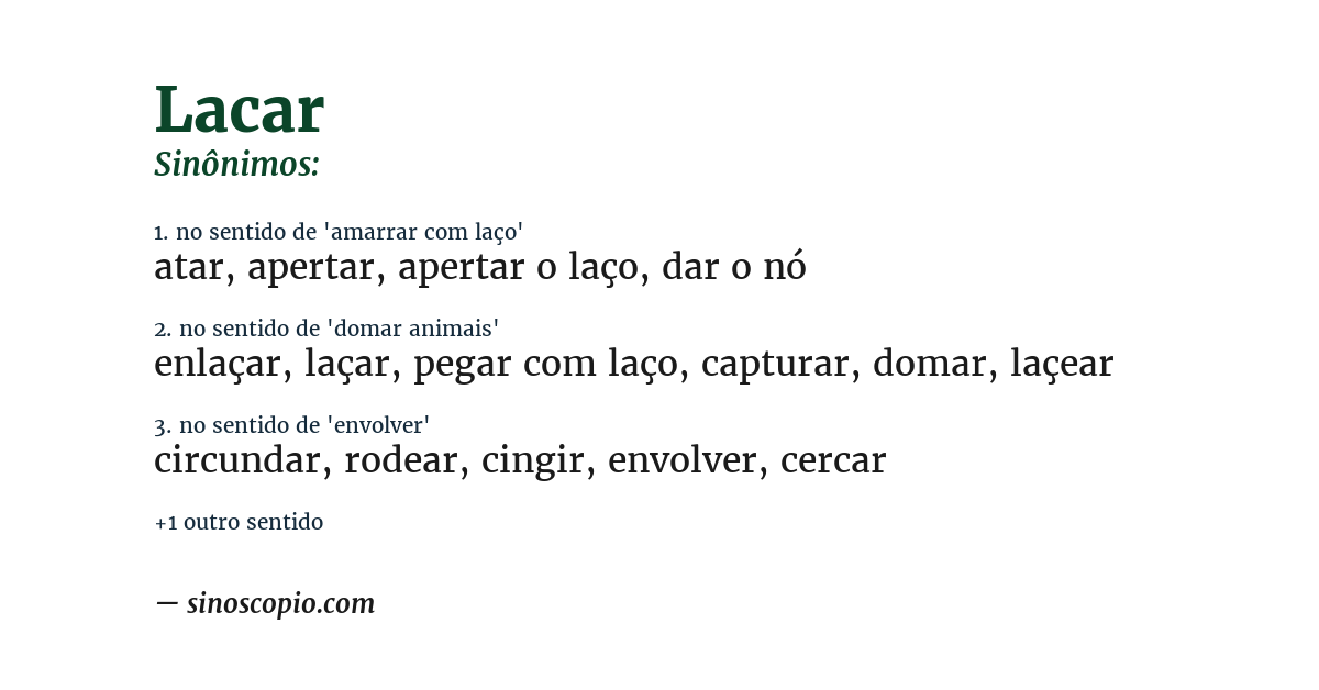 Sinônimo de lacar
