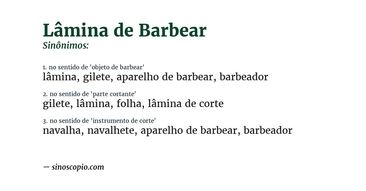 Sinônimo de lâmina de barbear