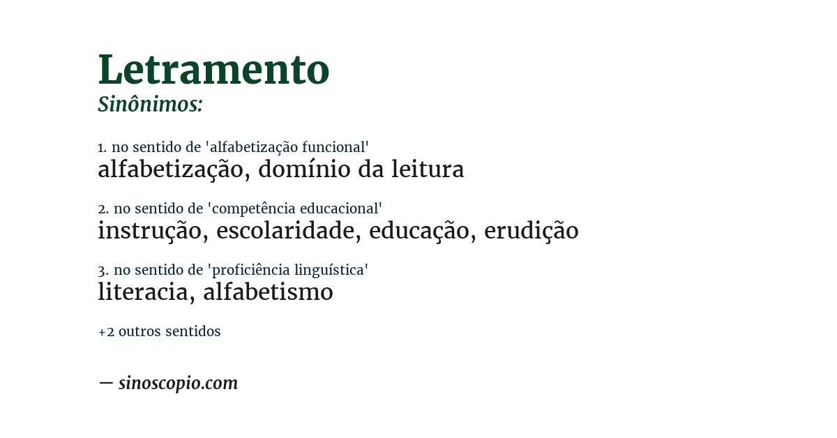 Sinônimo de letramento