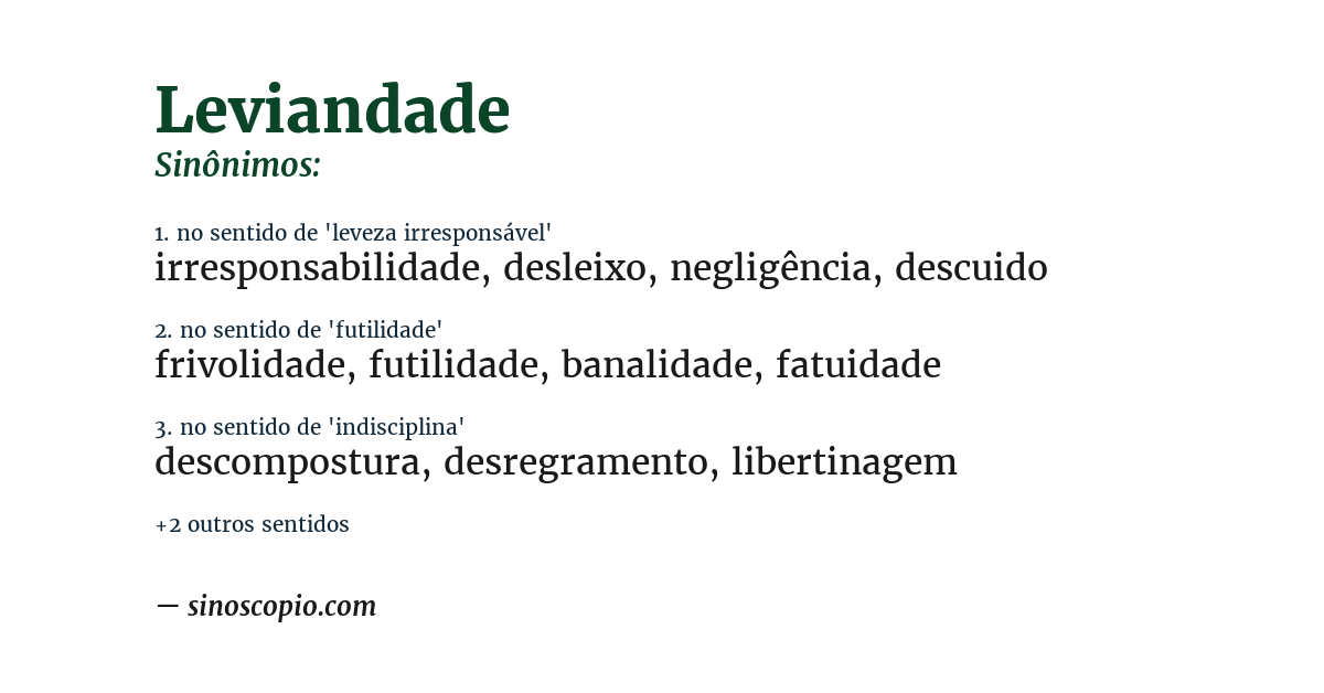 Sinônimo de leviandade