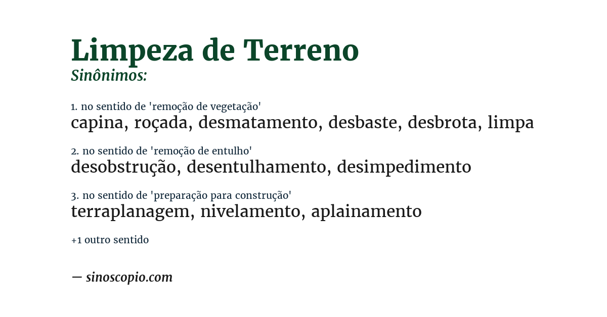 Sinônimo de limpeza de terreno