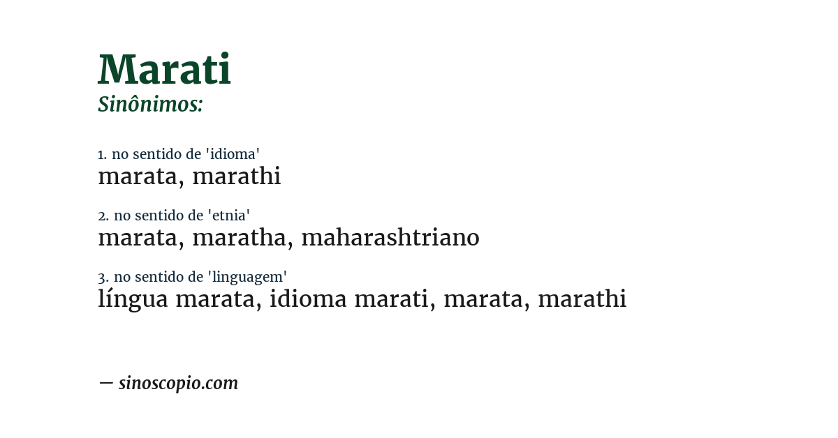 Sinônimo de marati