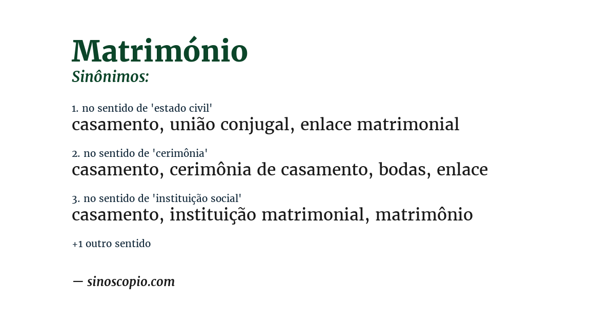 Sinônimo de matrimónio