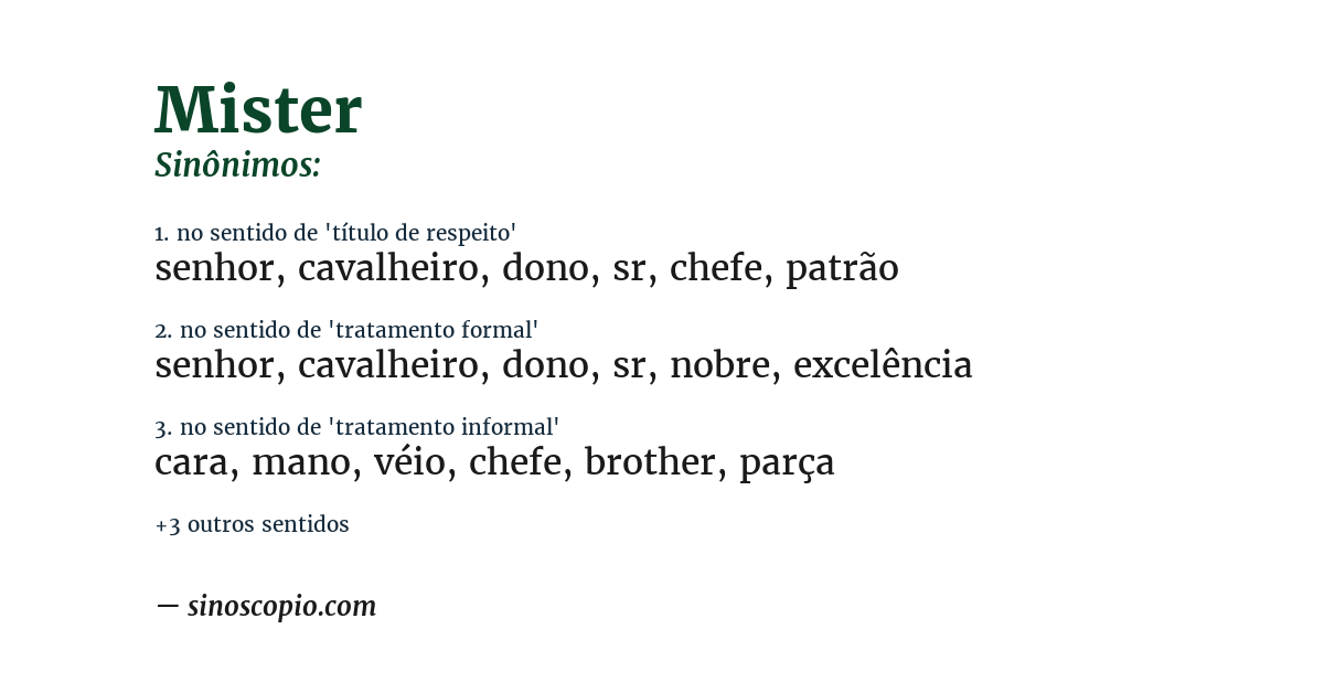 Sinônimo de mister