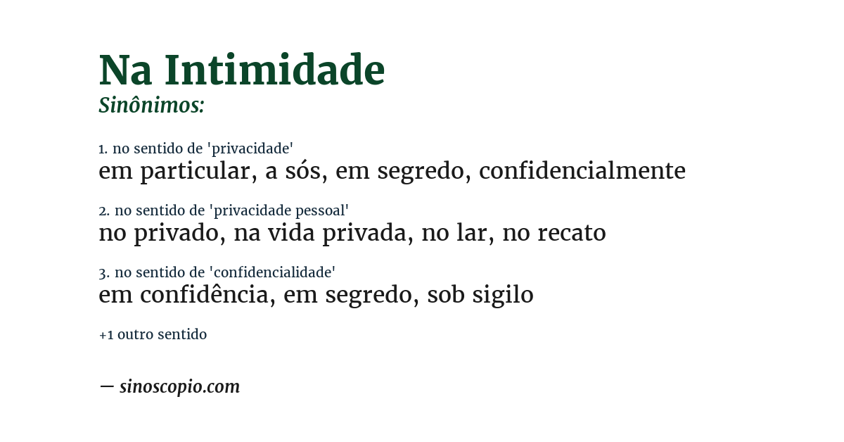Sinônimo de na intimidade