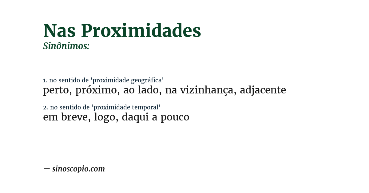 Sinônimo de nas proximidades