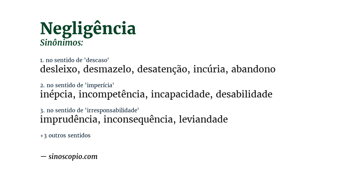 Sinônimo de negligência
