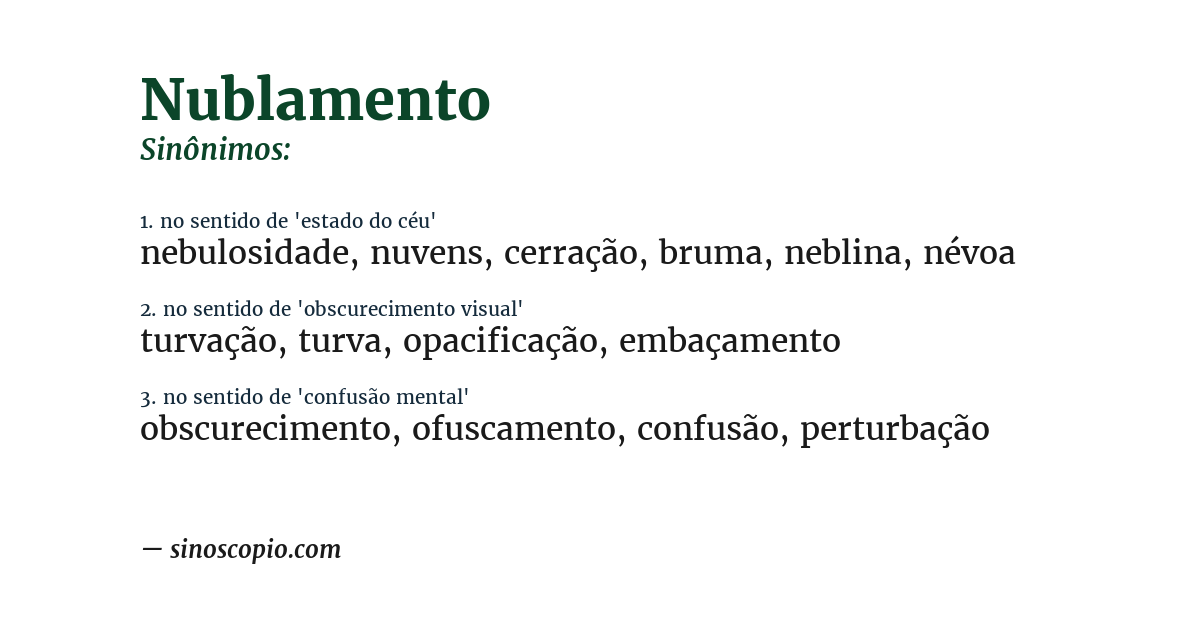 Sinônimo de nublamento