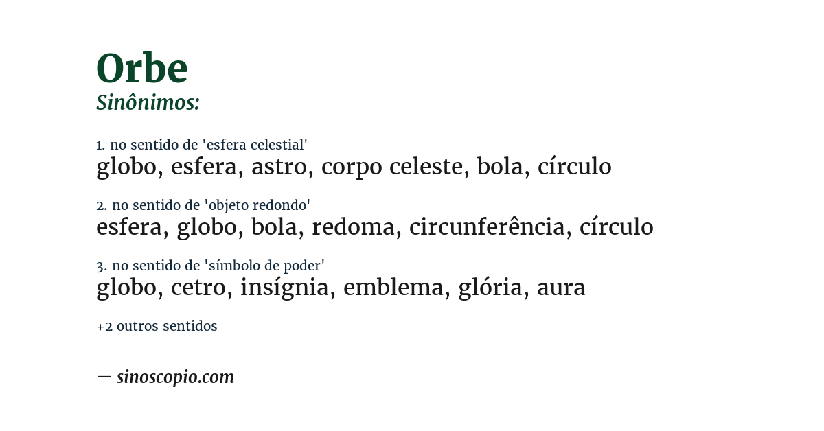 Sinônimo de orbe