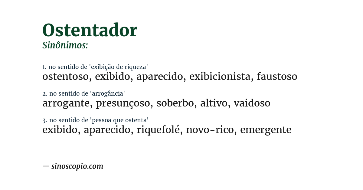 Sinônimo de ostentador