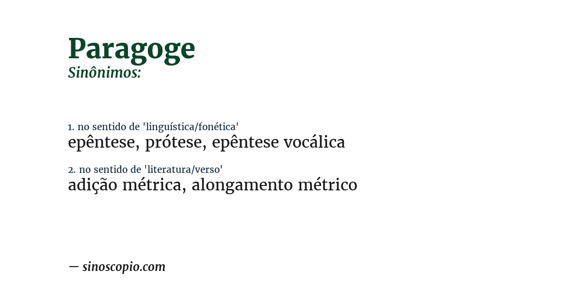 Sinônimo de paragoge