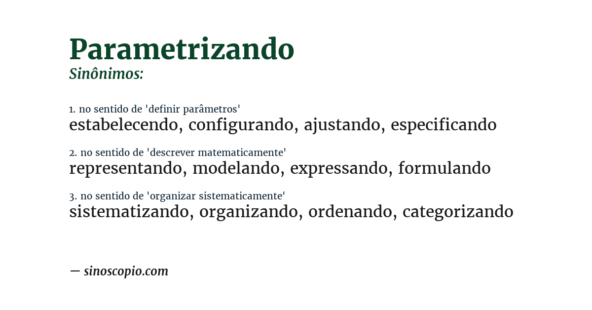 Sinônimo de parametrizando