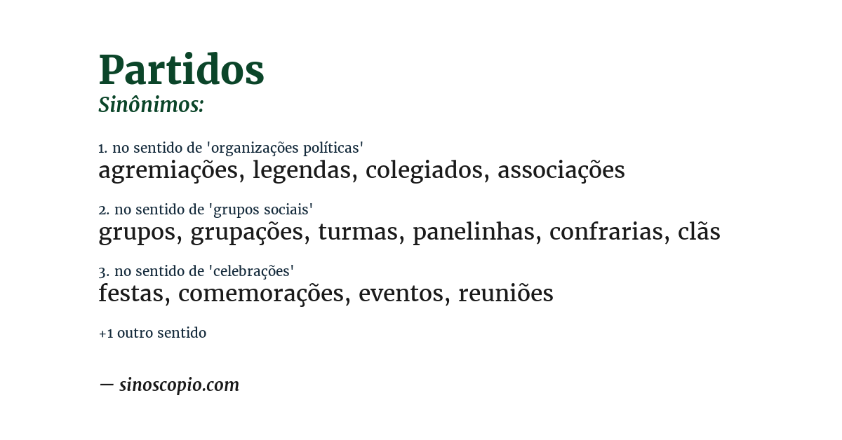 Sinônimo de partidos