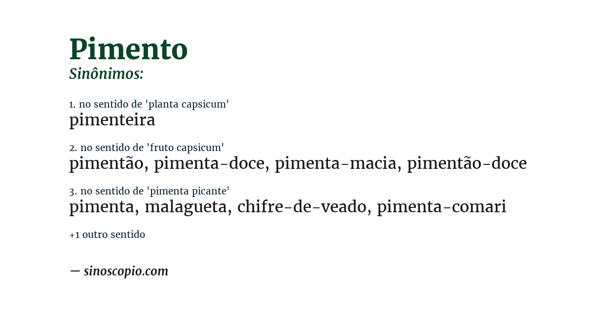 Sinônimo de pimento