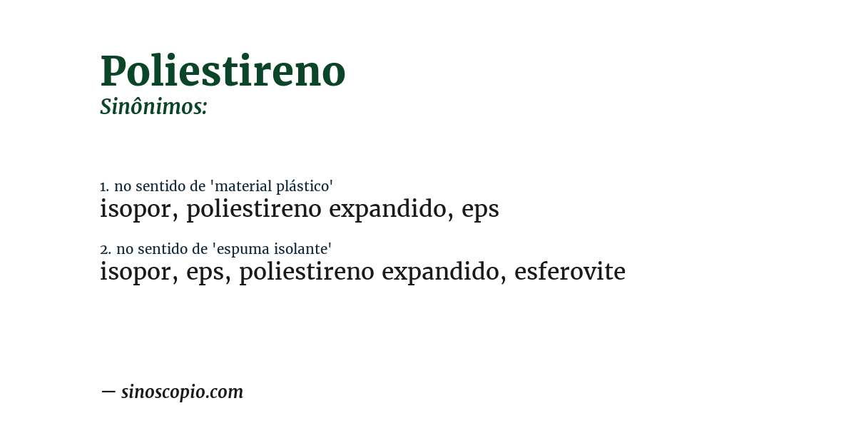 Sinônimo de poliestireno