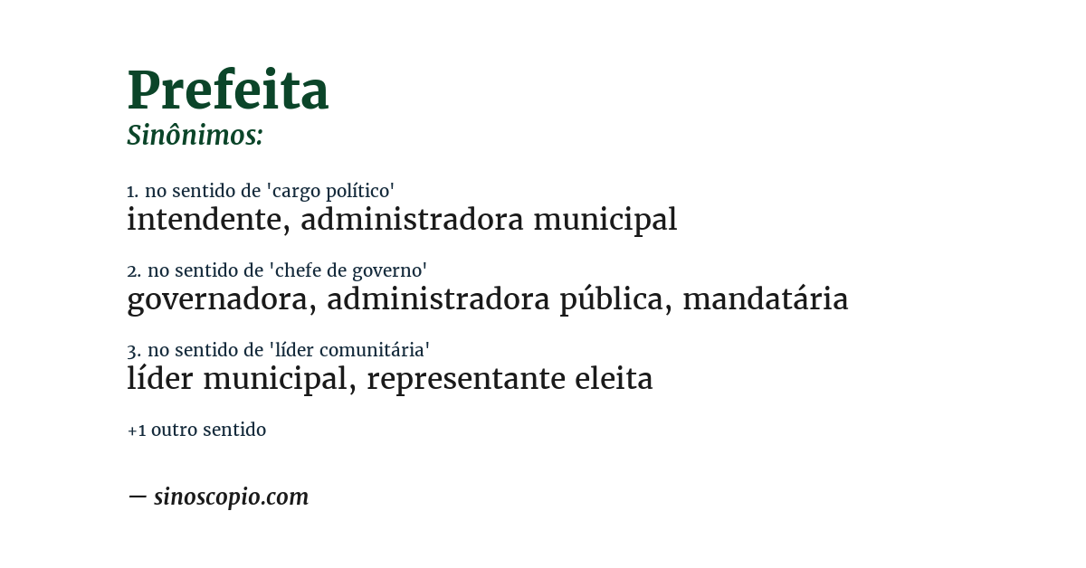 Sinônimo de prefeita