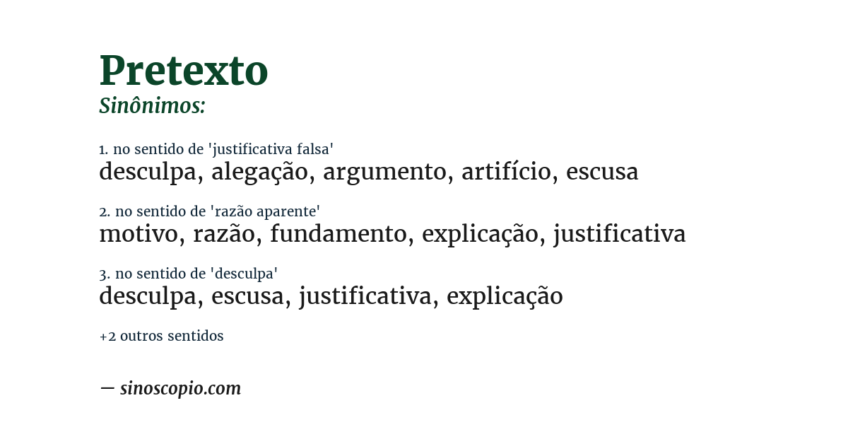 Sinônimo de pretexto