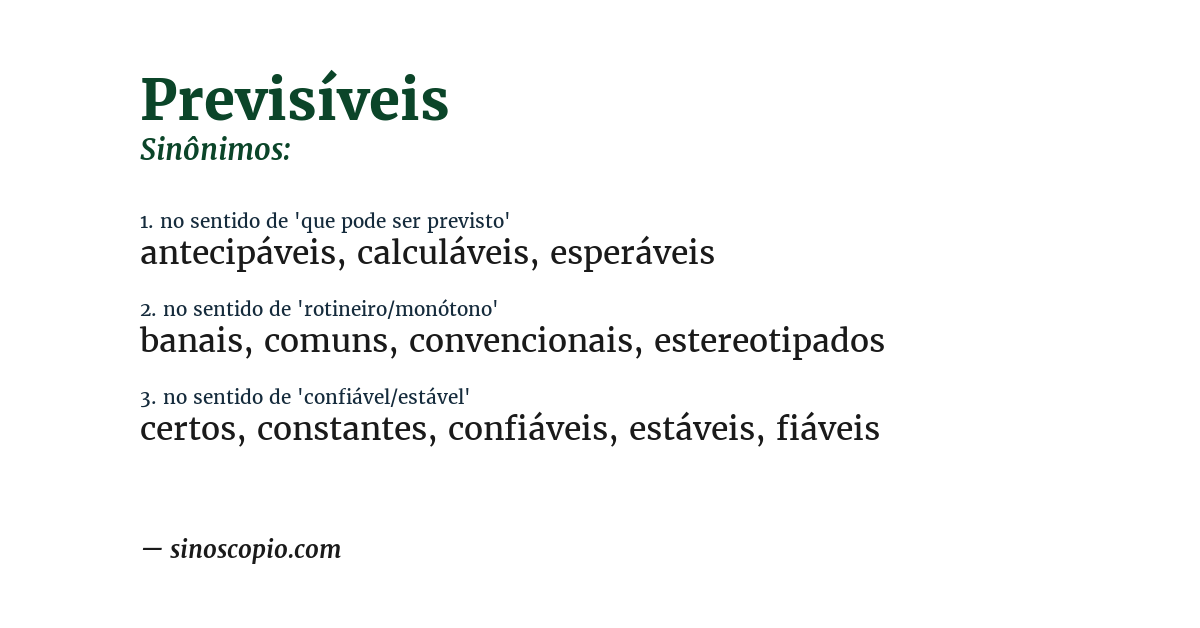 Sinônimo de previsíveis