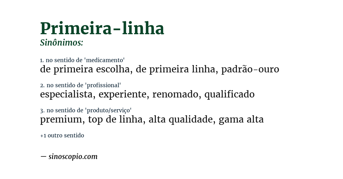 Sinônimo de primeira-linha