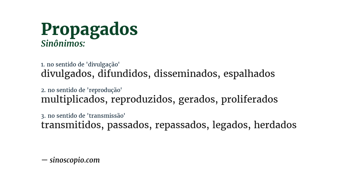 Sinônimo de propagados