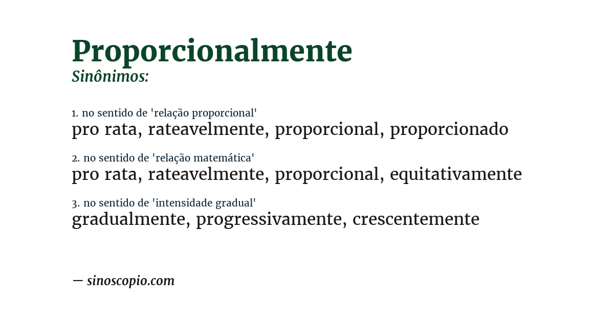 Sinônimo de proporcionalmente
