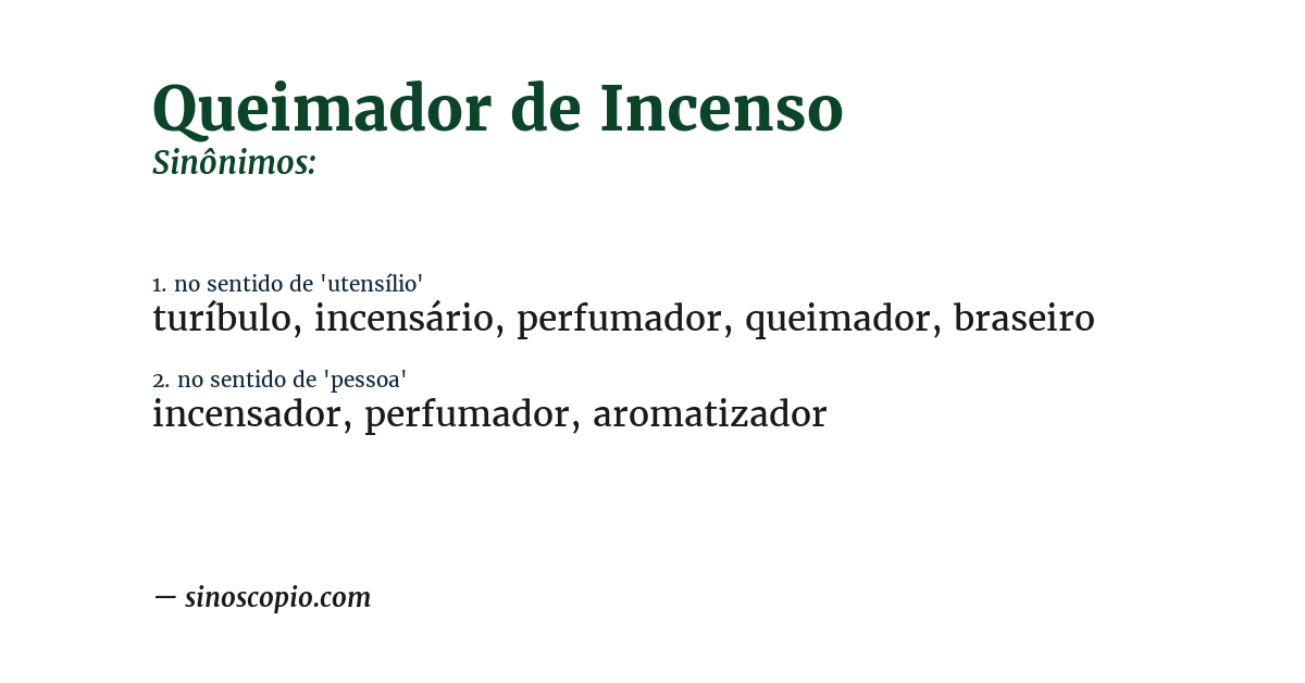 Sinônimo de queimador de incenso