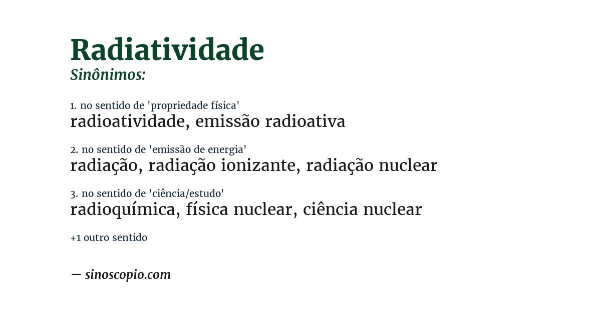 Sinônimo de radiatividade