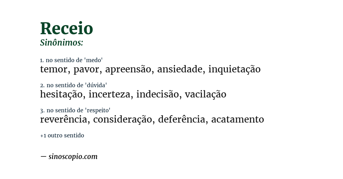 Sinônimo de receio