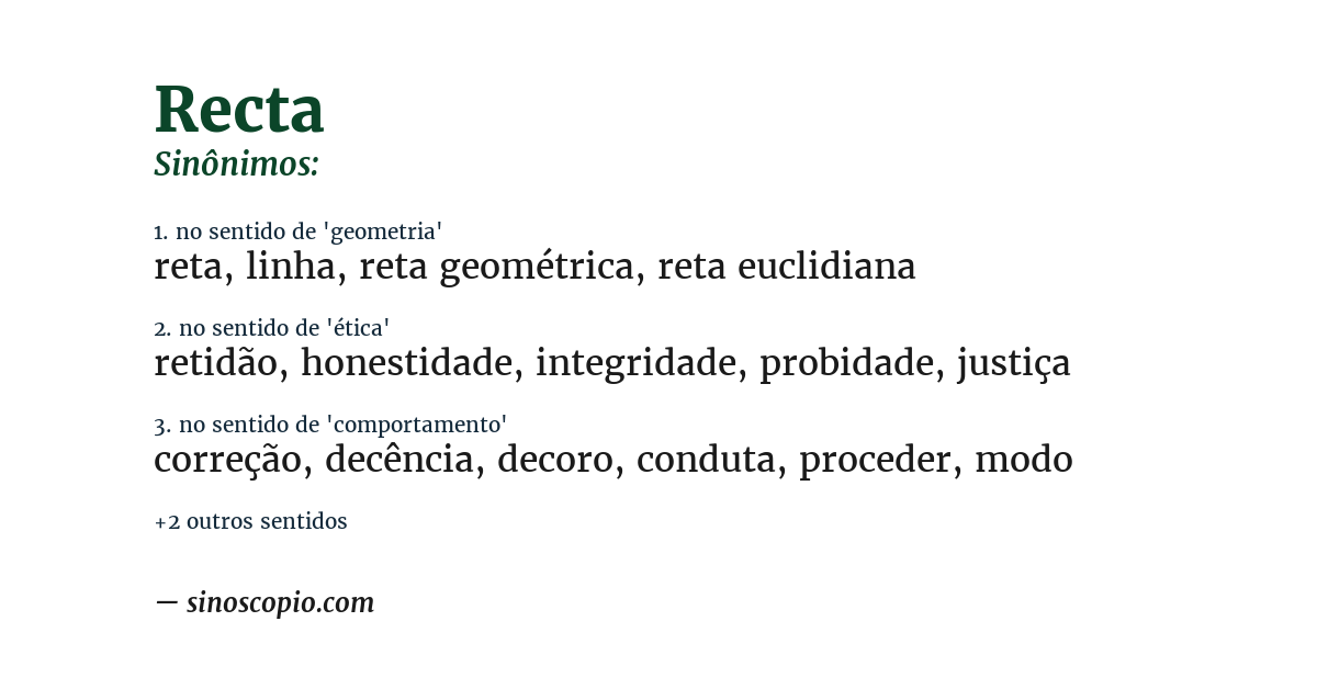 Sinônimo de recta