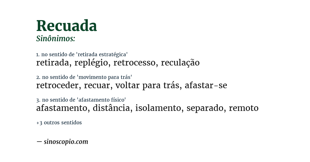 Sinônimo de recuada