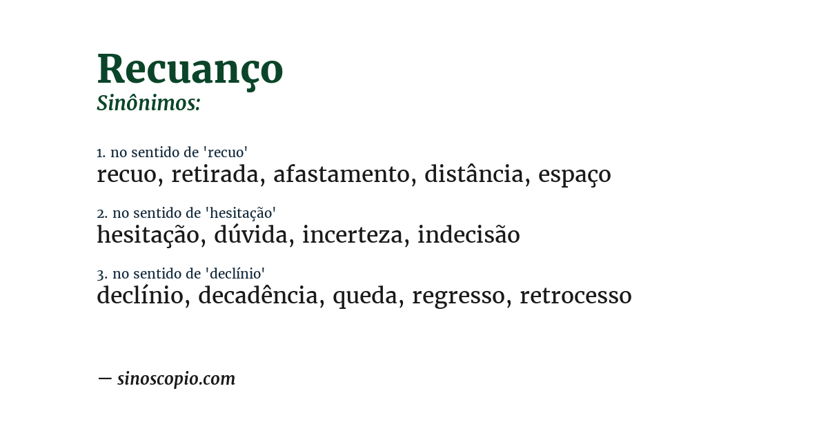 Sinônimo de recuanço