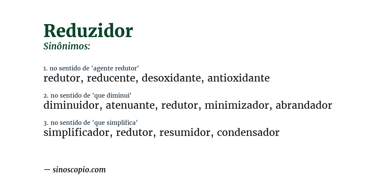 Sinônimo de reduzidor
