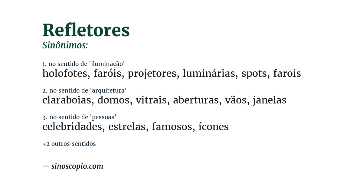 Sinônimo de refletores