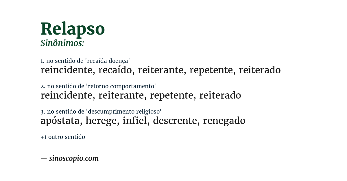 Sinônimo de relapso