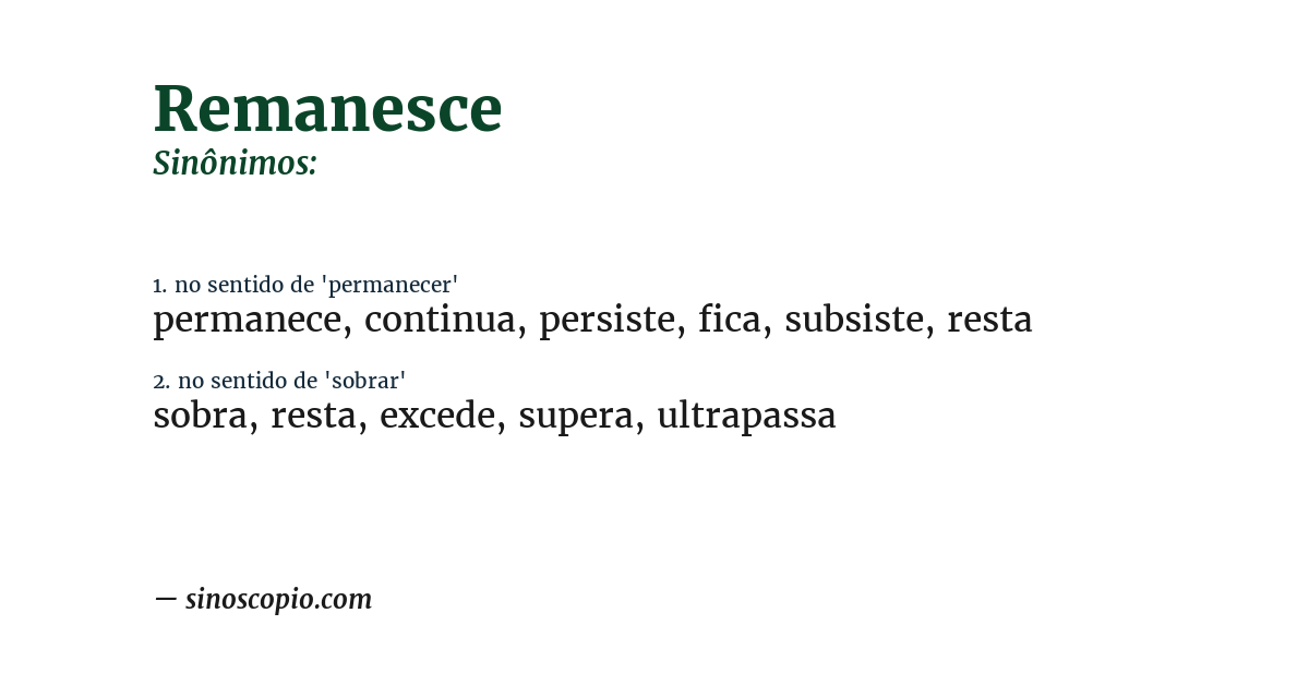 Sinônimo de remanesce