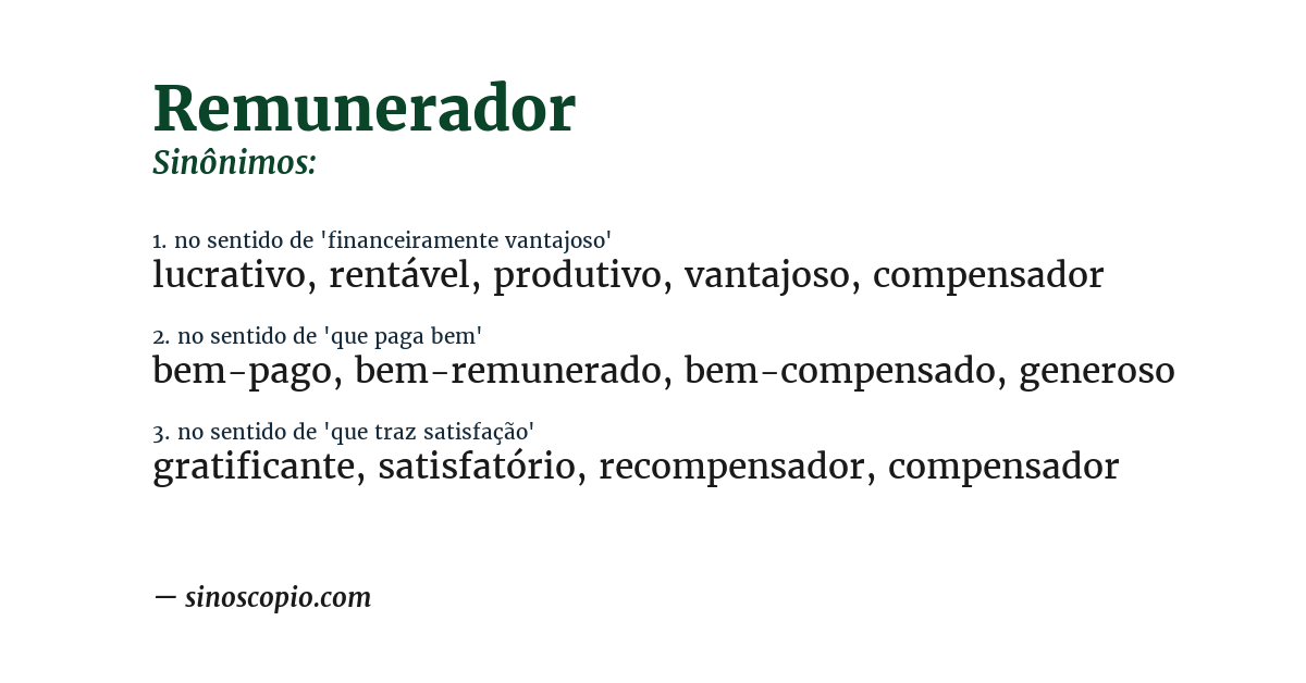 Sinônimo de remunerador
