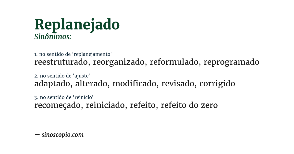 Sinônimo de replanejado